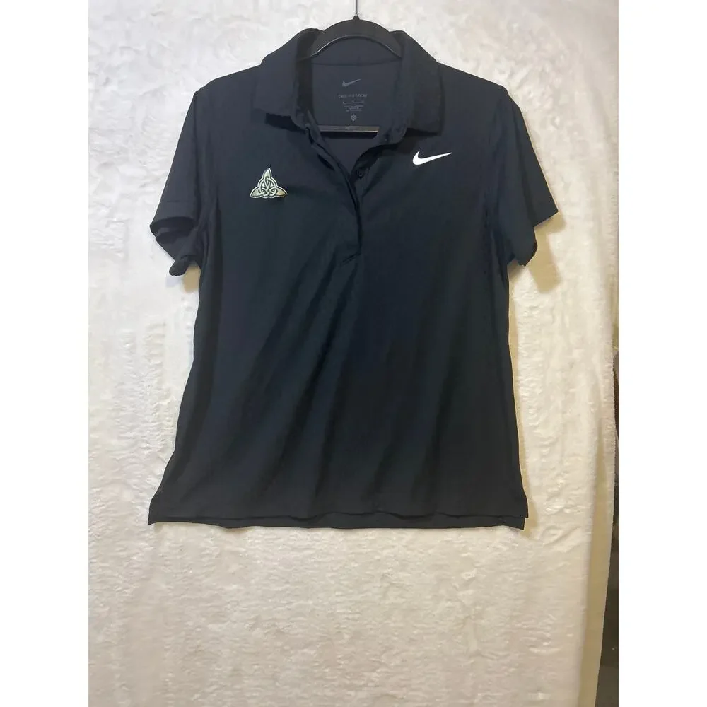 Nike Dri-FIT Women's Large Black‎ Golf Polo Shirt Celtic Logo